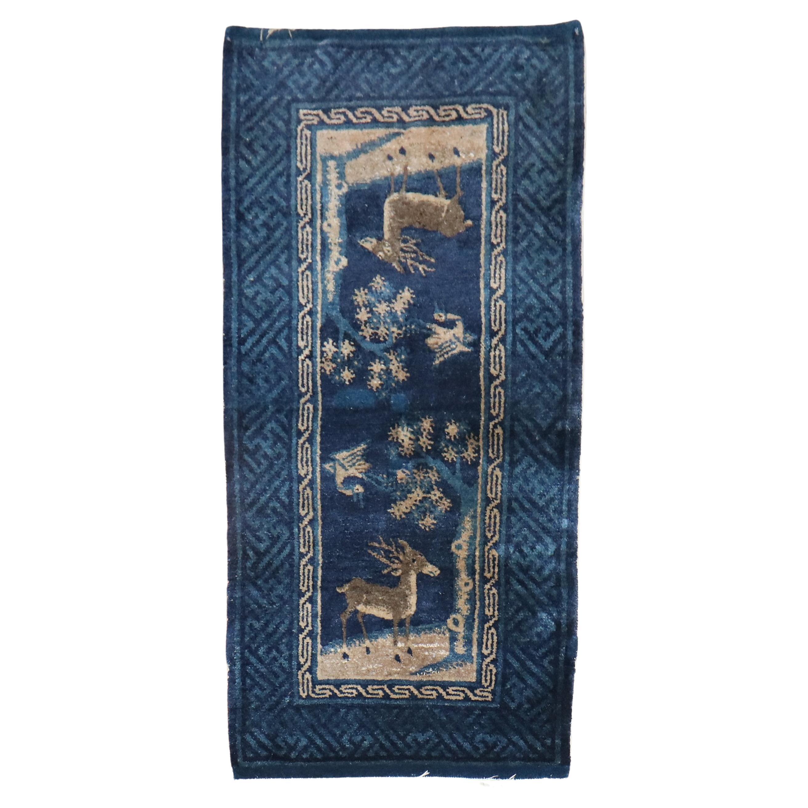 Blue Chinese Animal Pictorial Rug For Sale