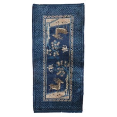Tappeto cinese pittorico con animali blu