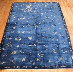 Blue Chinese Antique Pictorial Bird Rug