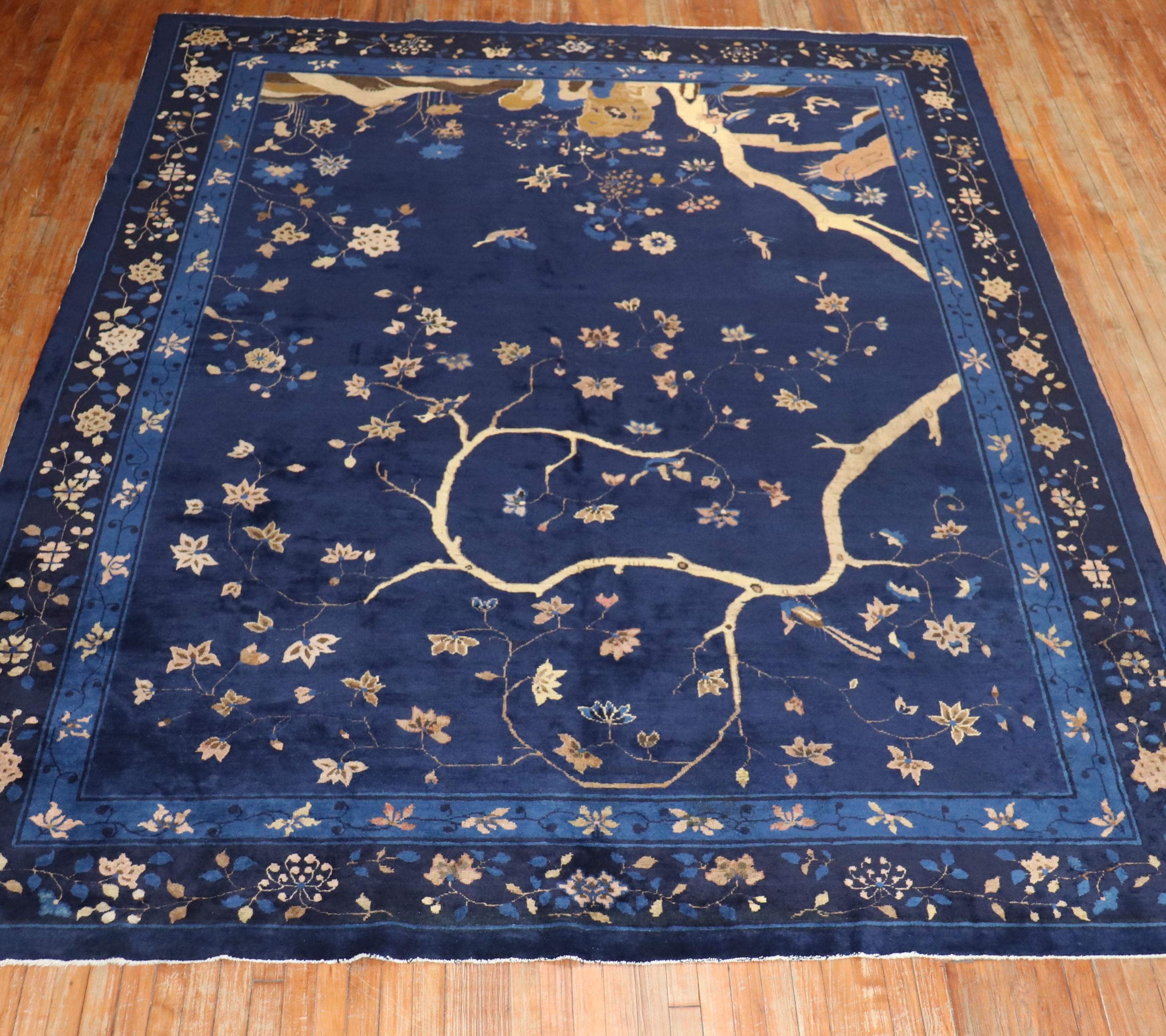 Blue Chinese Antique Pictorial Rug 2