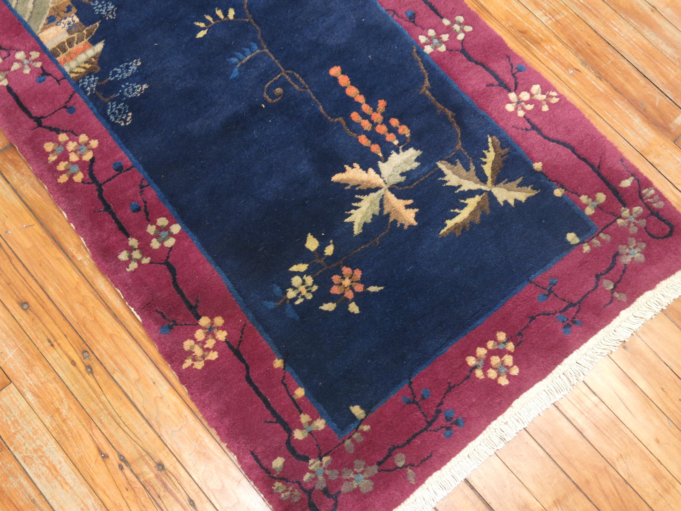 Mid-20th Century Blue Chinese Art Deco Rug
