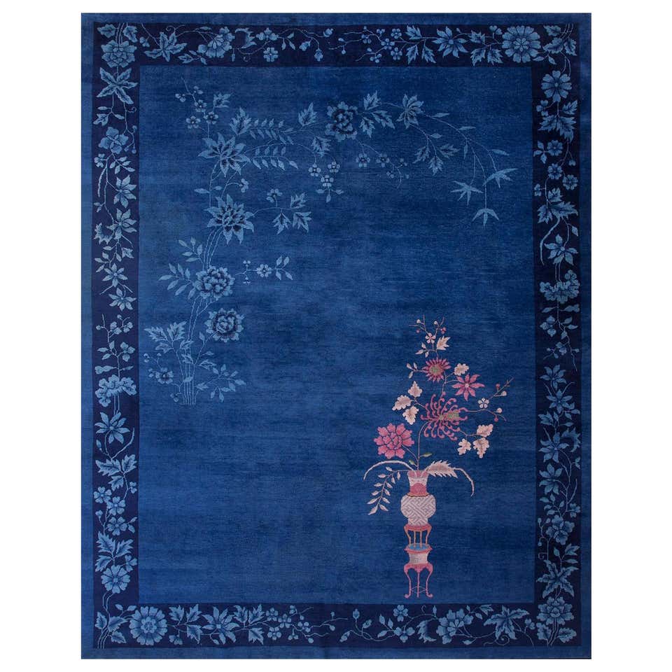 Chinese Blue and White Rug at 1stDibs