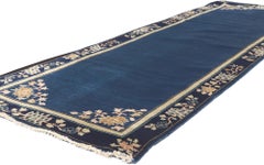 Blue Chinese Art Deco Style Runner, Chinoiserie Chic Meets Modern Luxe