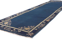 Blue Chinese Art Deco Style Runner, Chinoiserie Chic Meets Modern Luxe