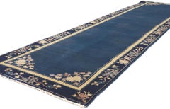Blue Chinese Art Deco Style Runner, Chinoiserie Chic Meets Modern Luxe