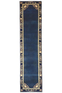 Blue Chinese Art Deco Style Runner, Chinoiserie Chic Meets Modern Luxe