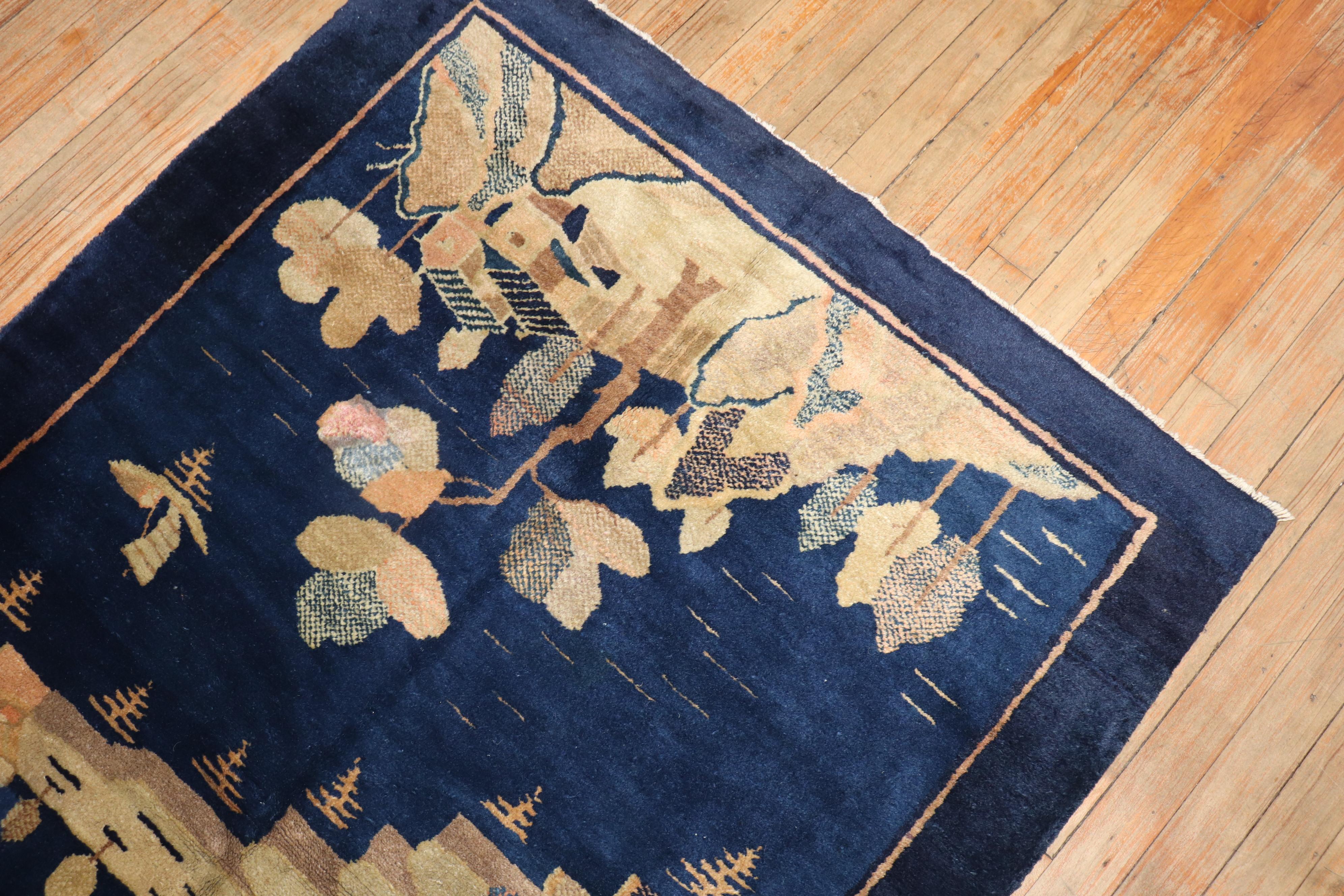 Blue Chinese Pictorial Rug For Sale 1
