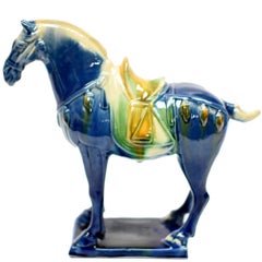 Blue Chinese Pottery Horse