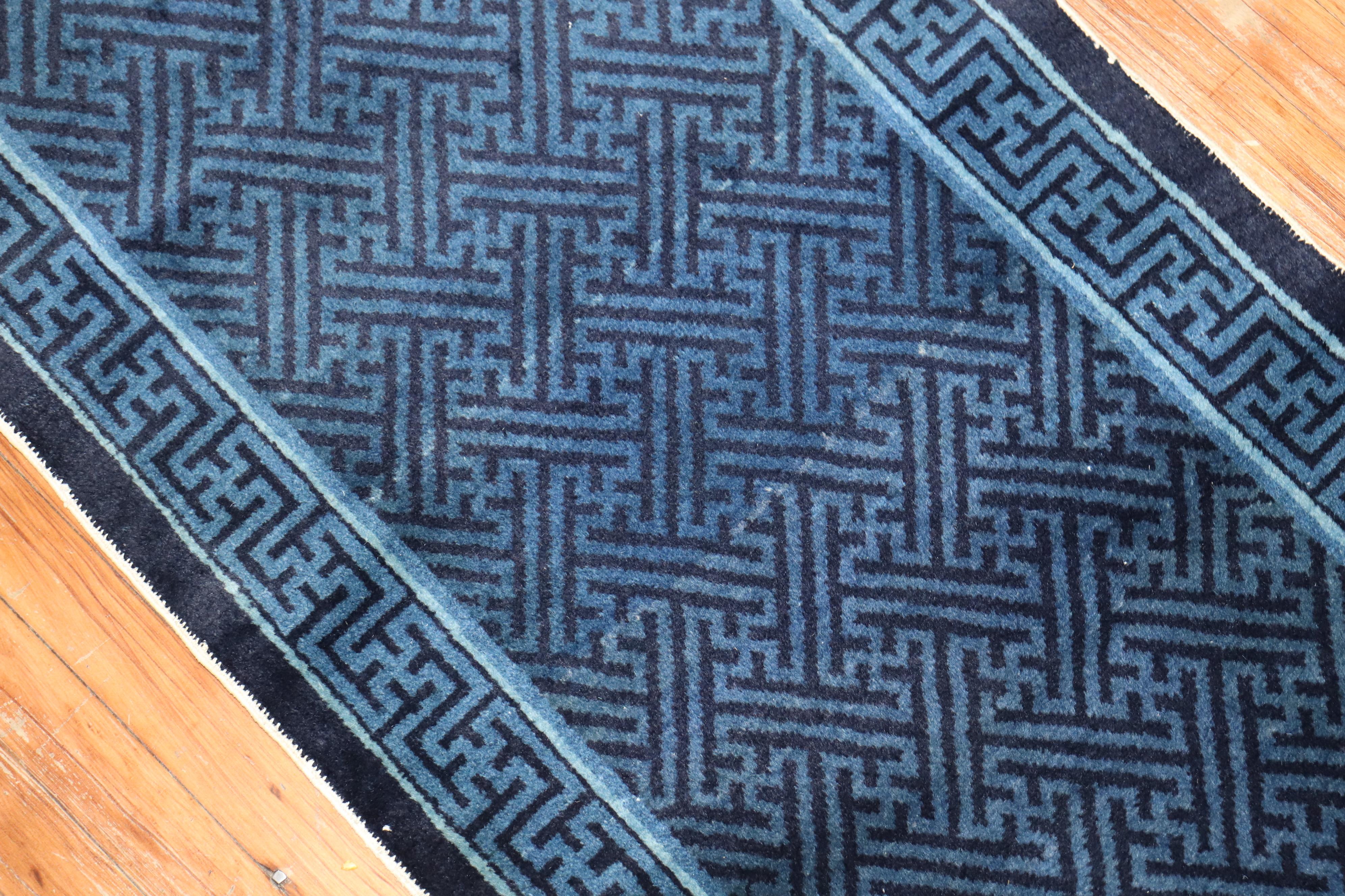 Blue Chinese Runner, Mid-20th Century For Sale 1