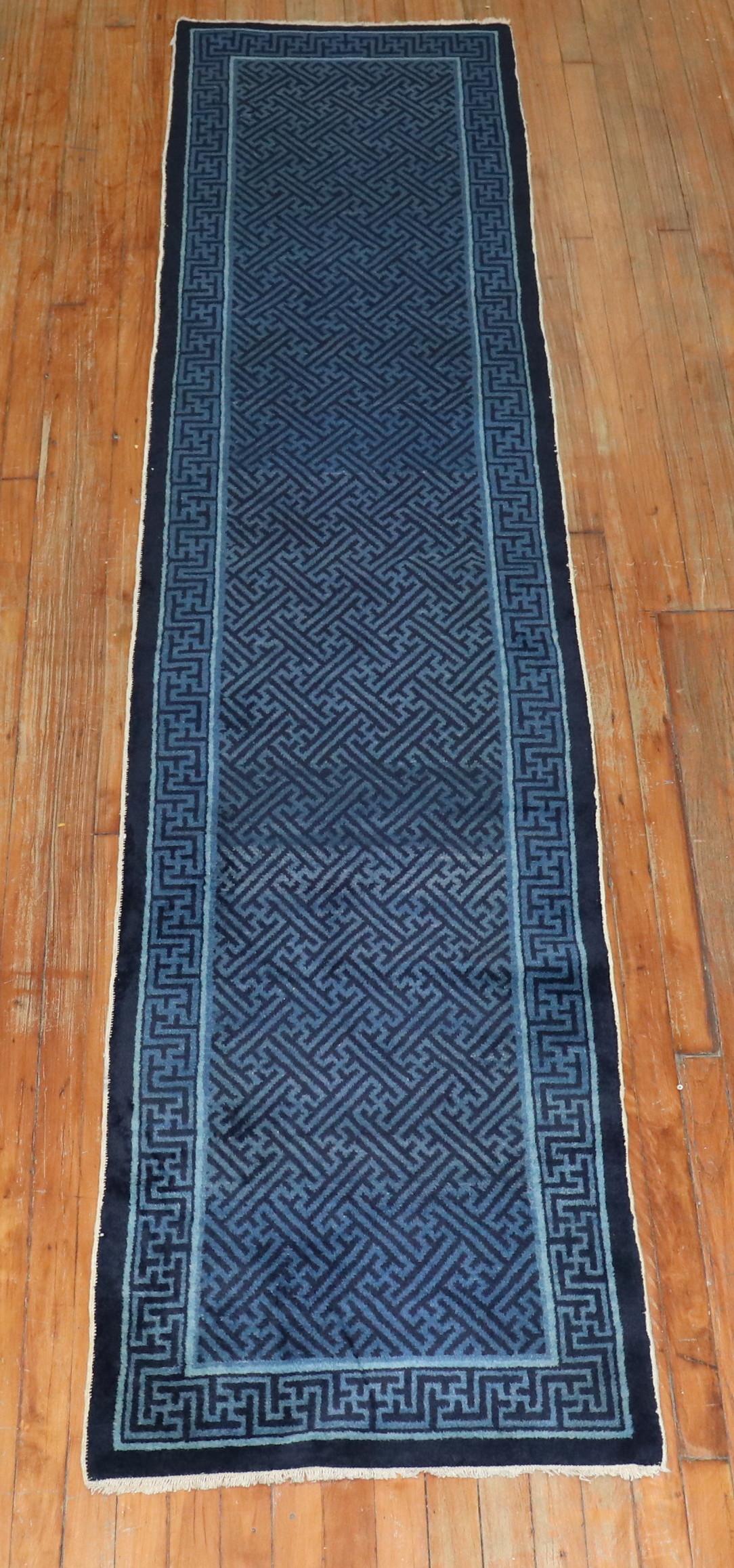 Blue Chinese Runner, Mid-20th Century For Sale 3
