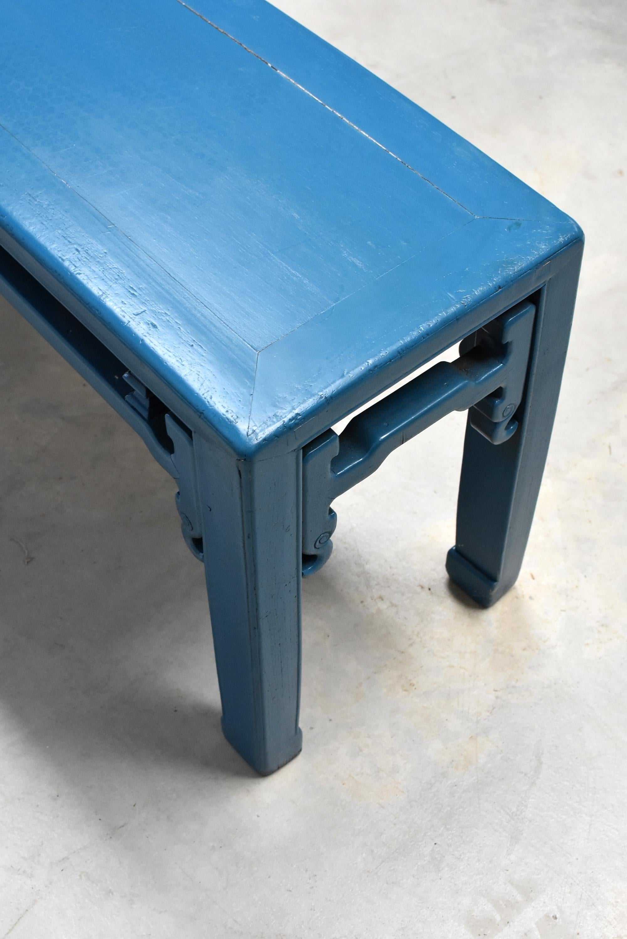 Blue Chinese Spring Bench, Qing Style, Antique in Modern Finish 14