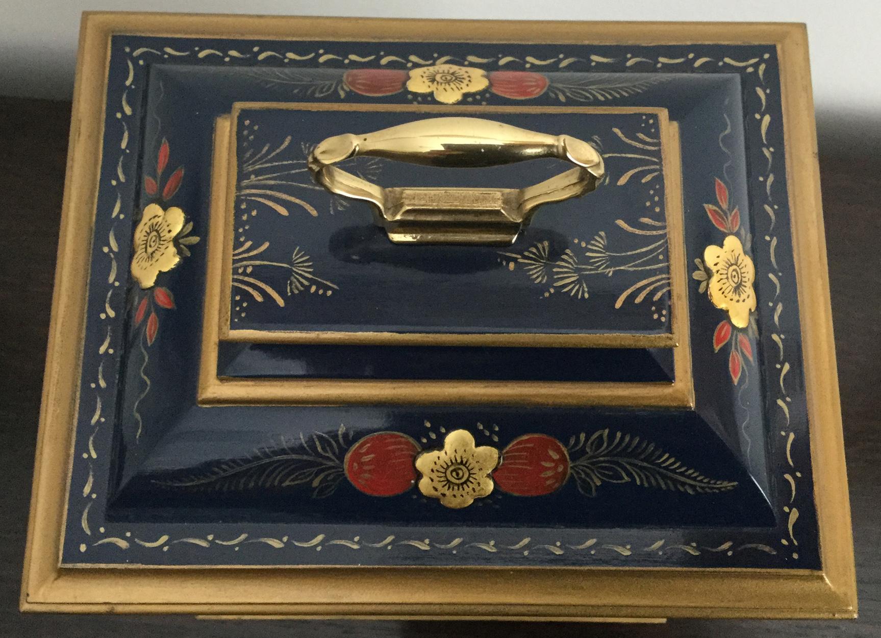 Georgian Blue Chinoiserie Bracket Clock by Mappin & Webb, circa 1970