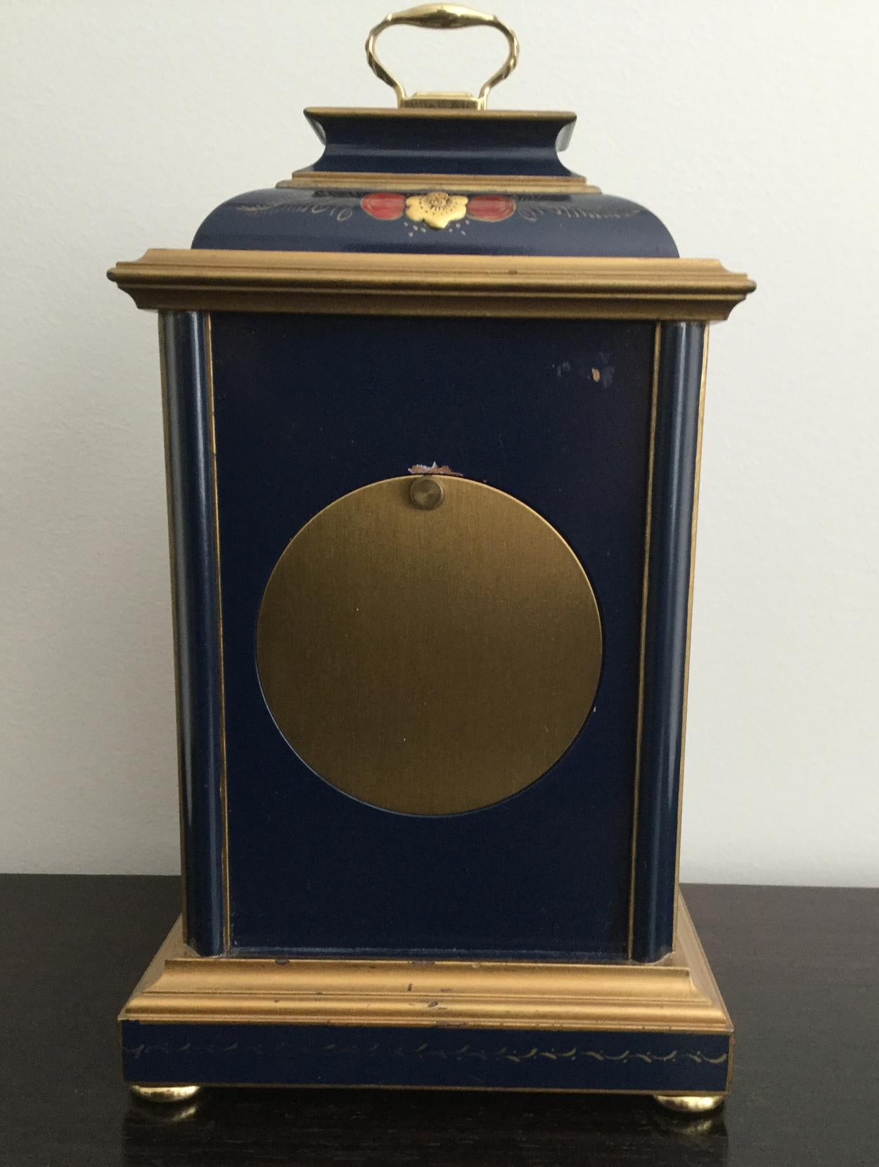 Blue Chinoiserie Bracket Clock by Mappin & Webb, circa 1970 In Good Condition In Melbourne, Victoria