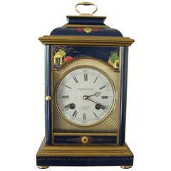 Vintage Blue Chinoiserie Bracket Clock by Mappin & Webb, circa 1970