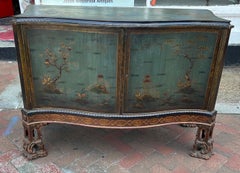 Blue Chinoiserie Cabinet on Chinese Chippendale Feet 'Potential Vanity'