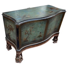 Blue Chinoiserie Cabinet on Chinese Chippendale Feet 'Potential Vanity'
