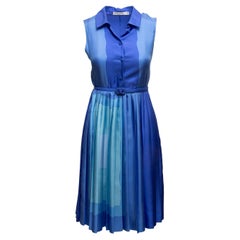 Blue Christian Dior Silk Sleeveless Dress Size FR 38