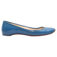 Used Blue Christian Louboutin Patent Ballet Flats Size 37