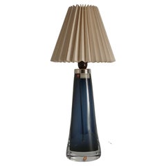 Lampada da tavolo in cristallo blu modello RD 1566 di Carl Fagerlund, Orrefors, anni '60