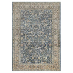 Tapis Persan Tabriz Bleu Circa-1910 Antique Authentique