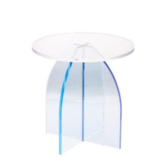 Blue Circular Acrylic Side Table, Sheer by Carnevale Studio