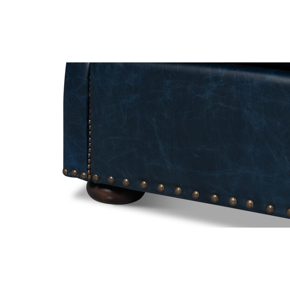 Fauteuil en cuir Classic Leather bleu en vente 3