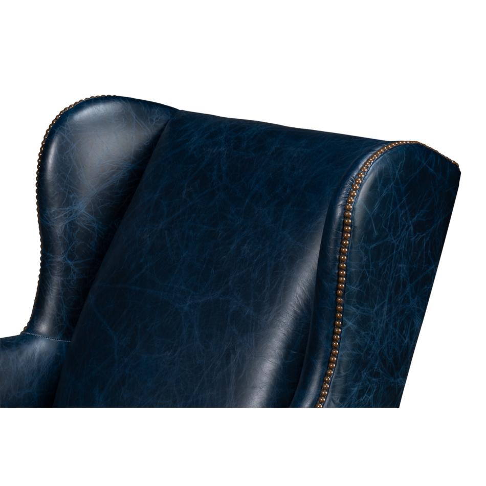 Fauteuil en cuir Classic Leather bleu en vente 1