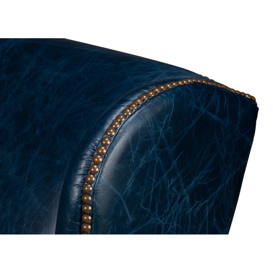 Fauteuil en cuir Classic Leather bleu en vente 2