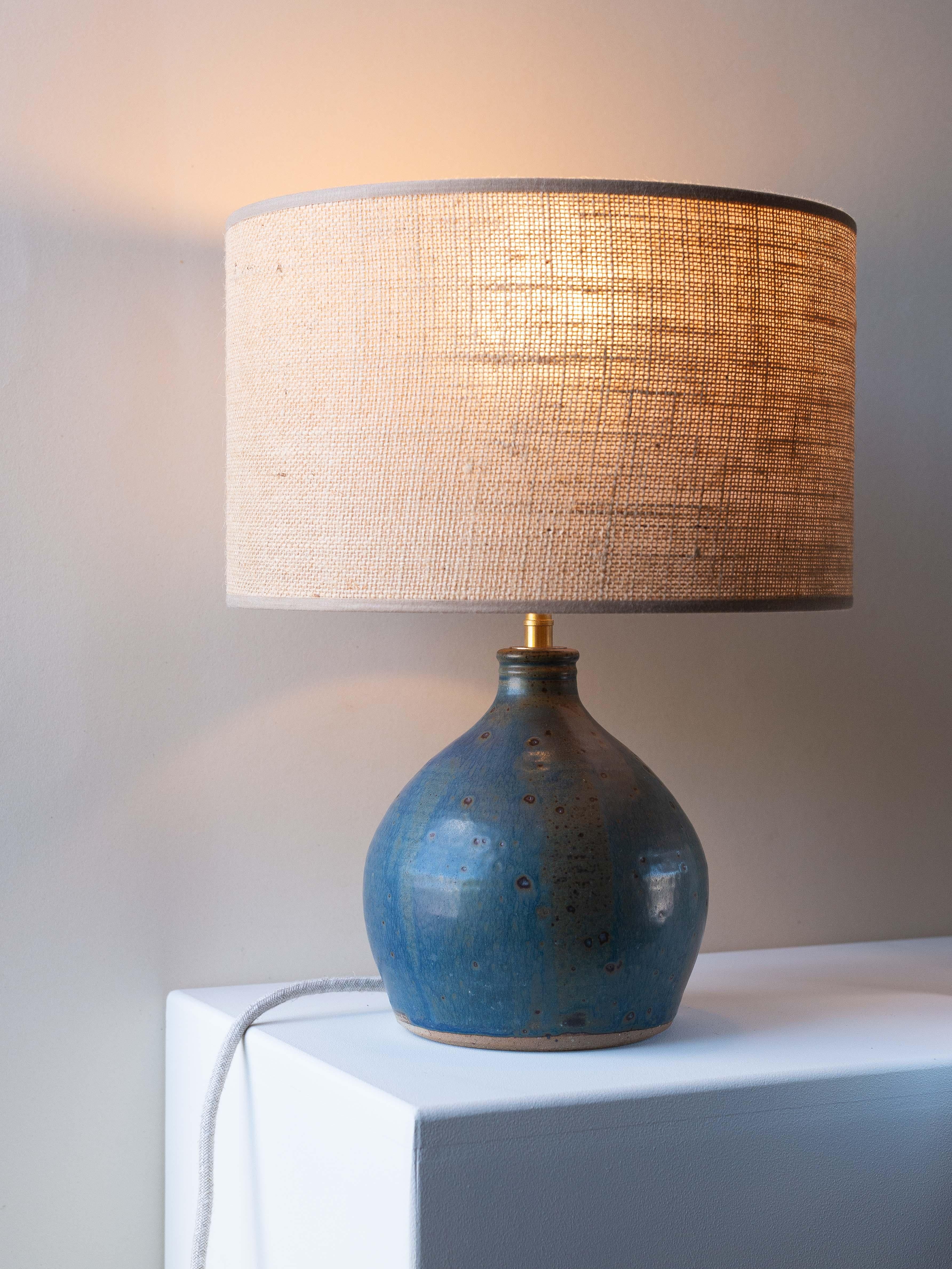 Blue Clay Table Lamp Mid-Century Modern France 1960s 3