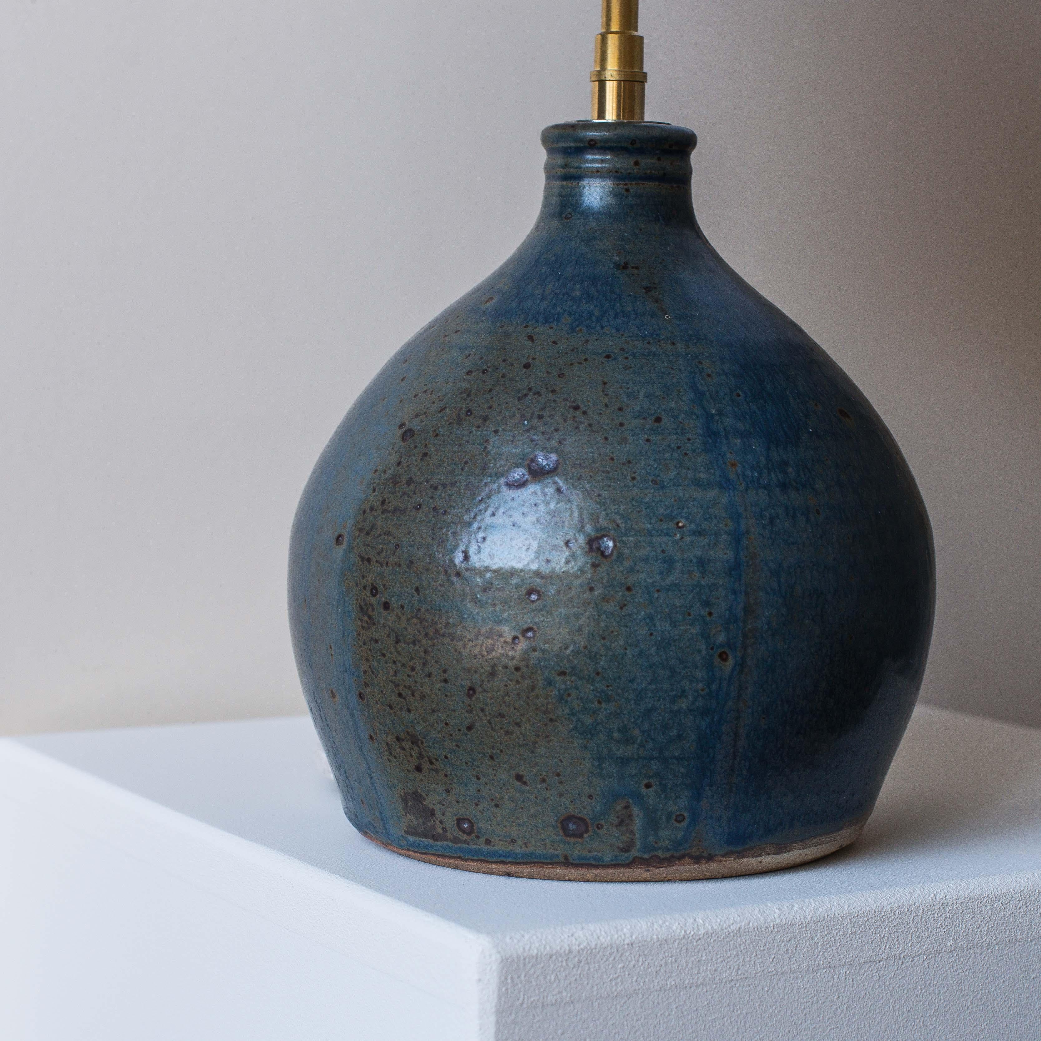 Blue Clay Table Lamp Mid-Century Modern France 1960s In Good Condition In ROUEN, Normandie