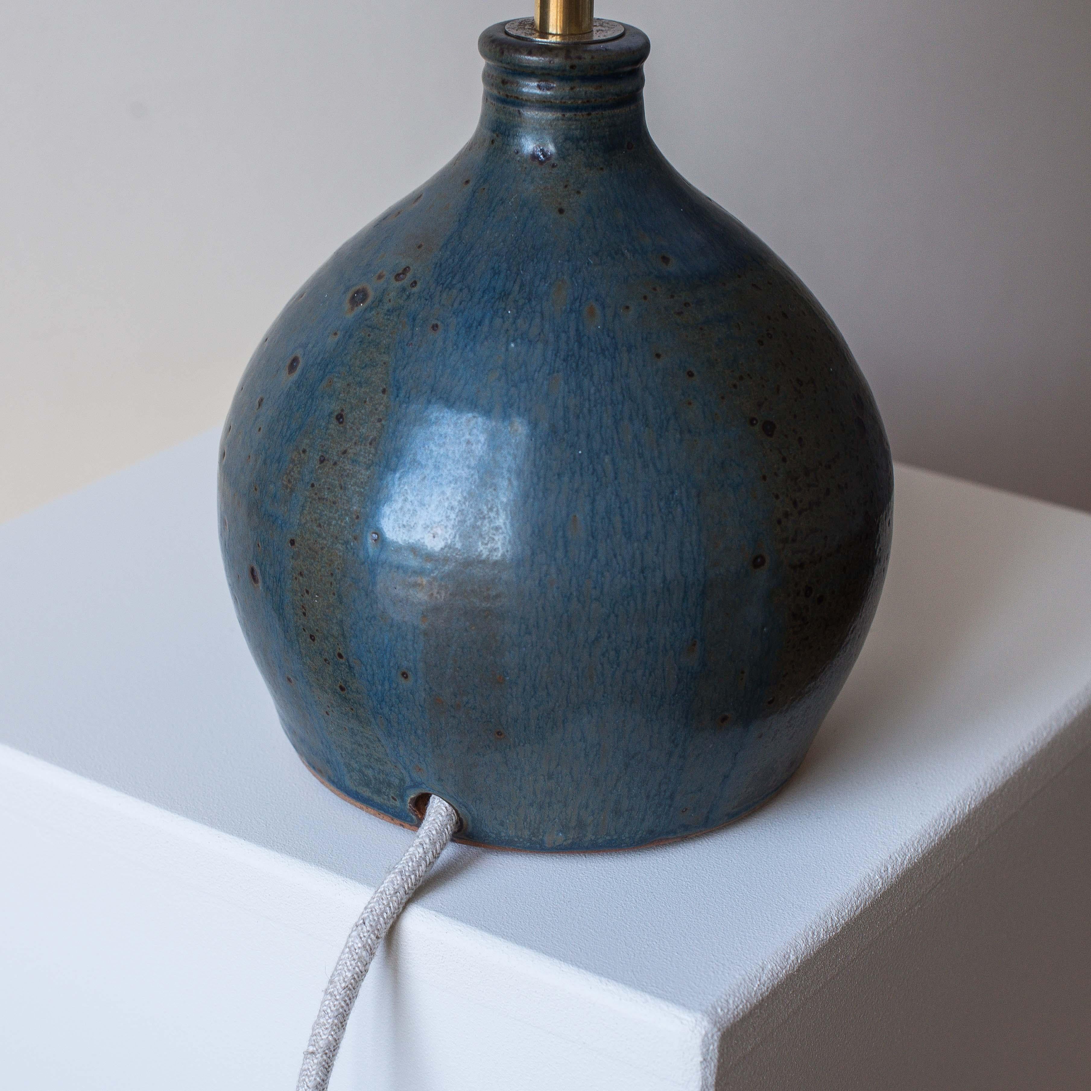20th Century Blue Clay Table Lamp Mid-Century Modern France 1960s