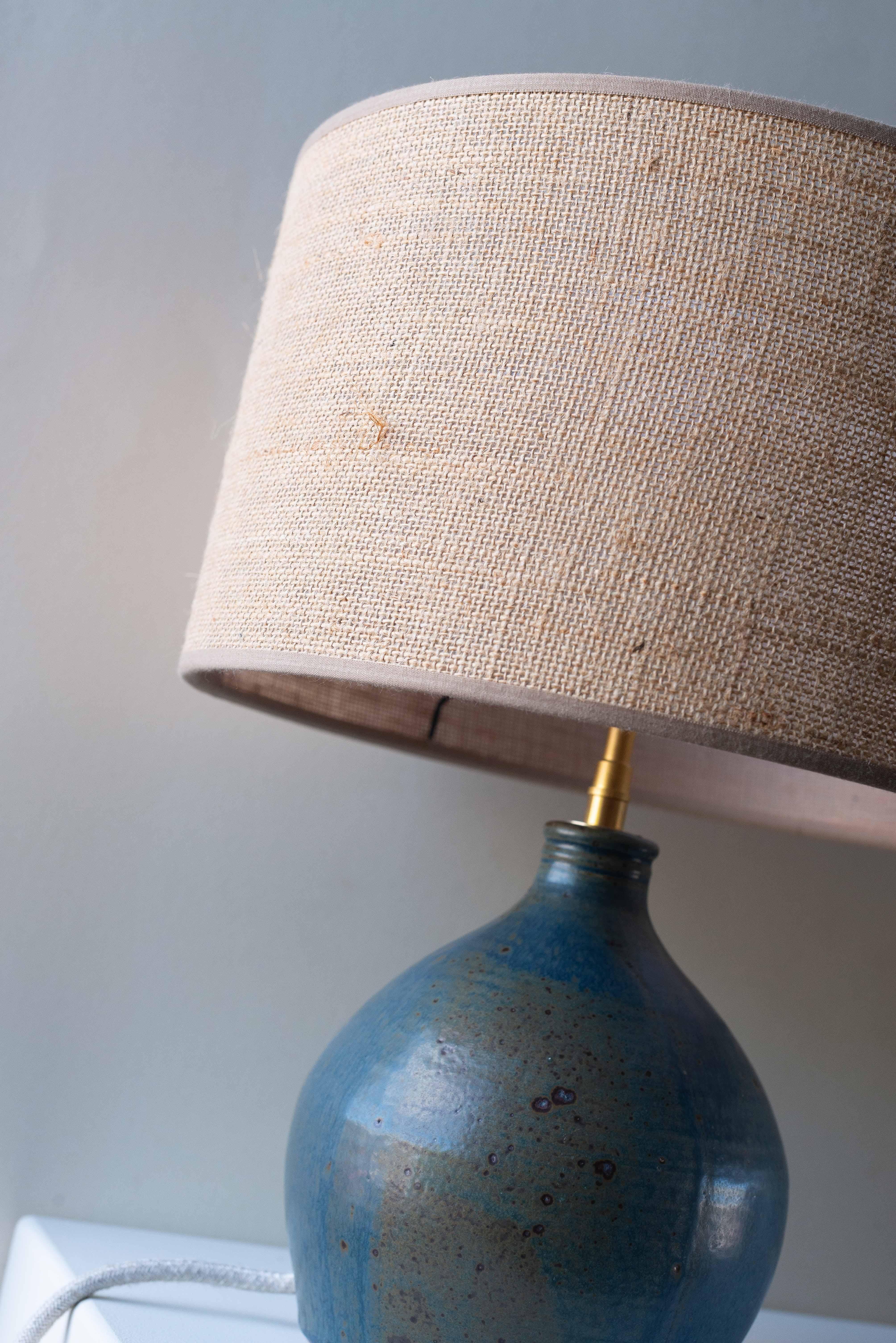 Blue Clay Table Lamp Mid-Century Modern France 1960s 1