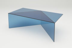 Blue Clear Glass Poly Oblong Coffe Table by Sebastian Scherer