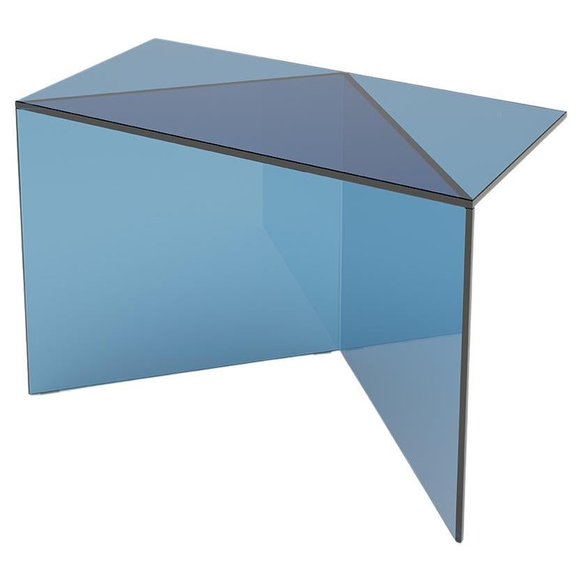 Blue Clear Glass Poly Square Coffe Table by Sebastian Scherer For Sale