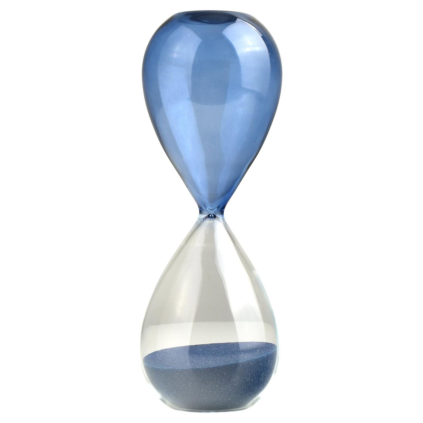 Blue & Clear Hourglass Murano Studio Art Glass Objects Venini Style For Sale