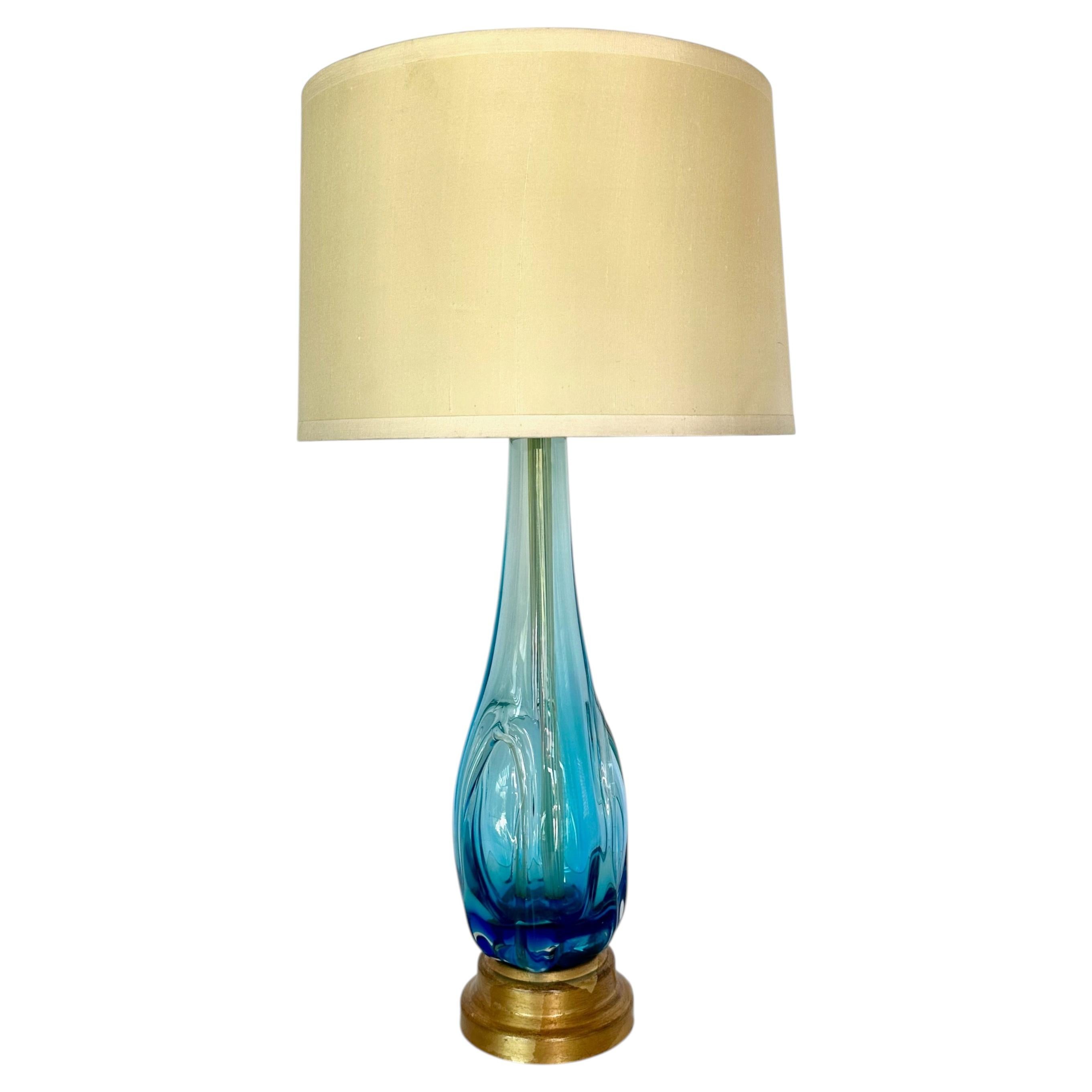 Blue & Clear Seguso Murano Organic Table Lamp