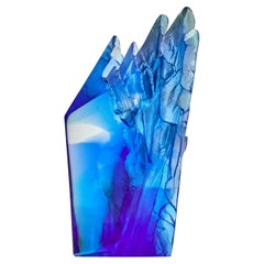 Blue Cliff, a Unique Blue, Aqua and Clear Glass Sculpture by Crispian Heath