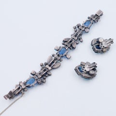 Blue Clip-on earrings and Bracelet Weiss Set  1950s