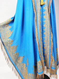 Blue Cloak embroidered with gold Zari - India for the European market Circa 1870