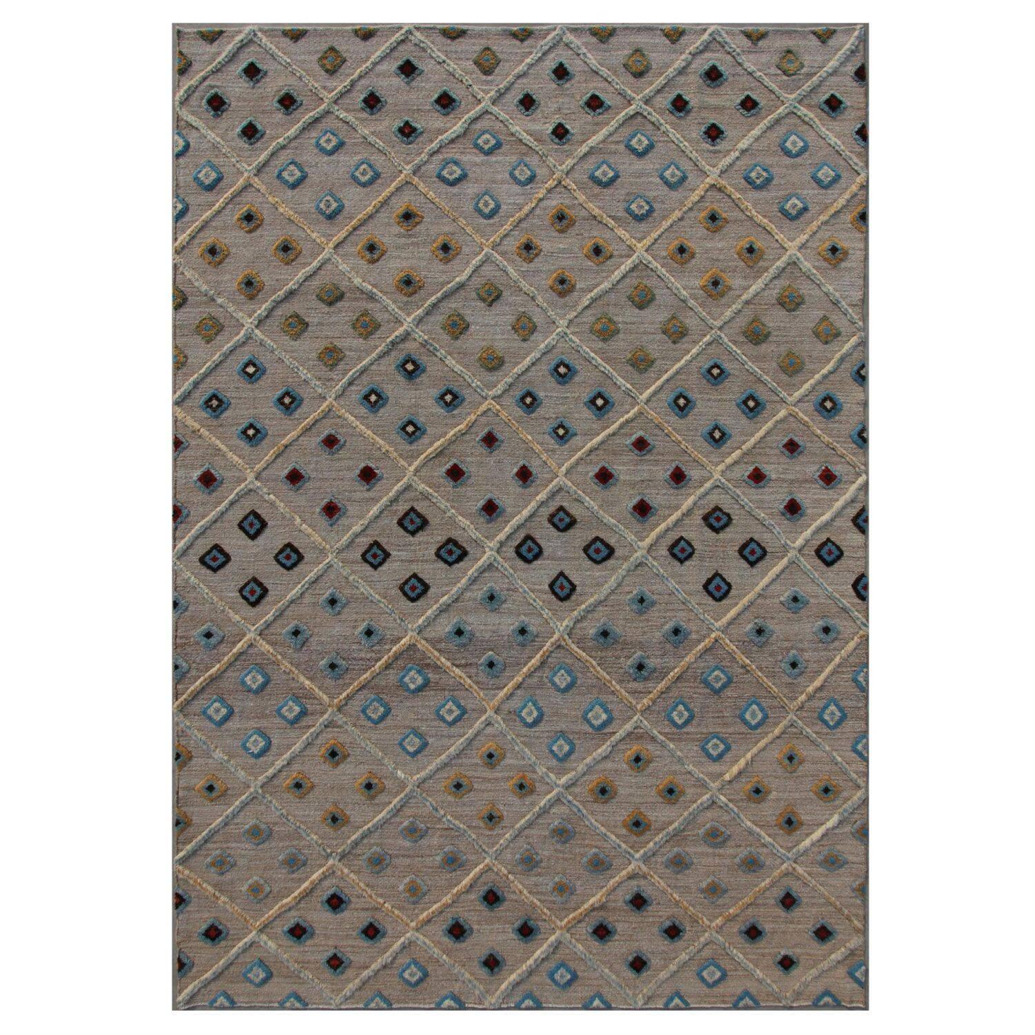 Blue Cloudcroft Neutral/Blue/Multi Tufted Hand-Knotted Wool Rug