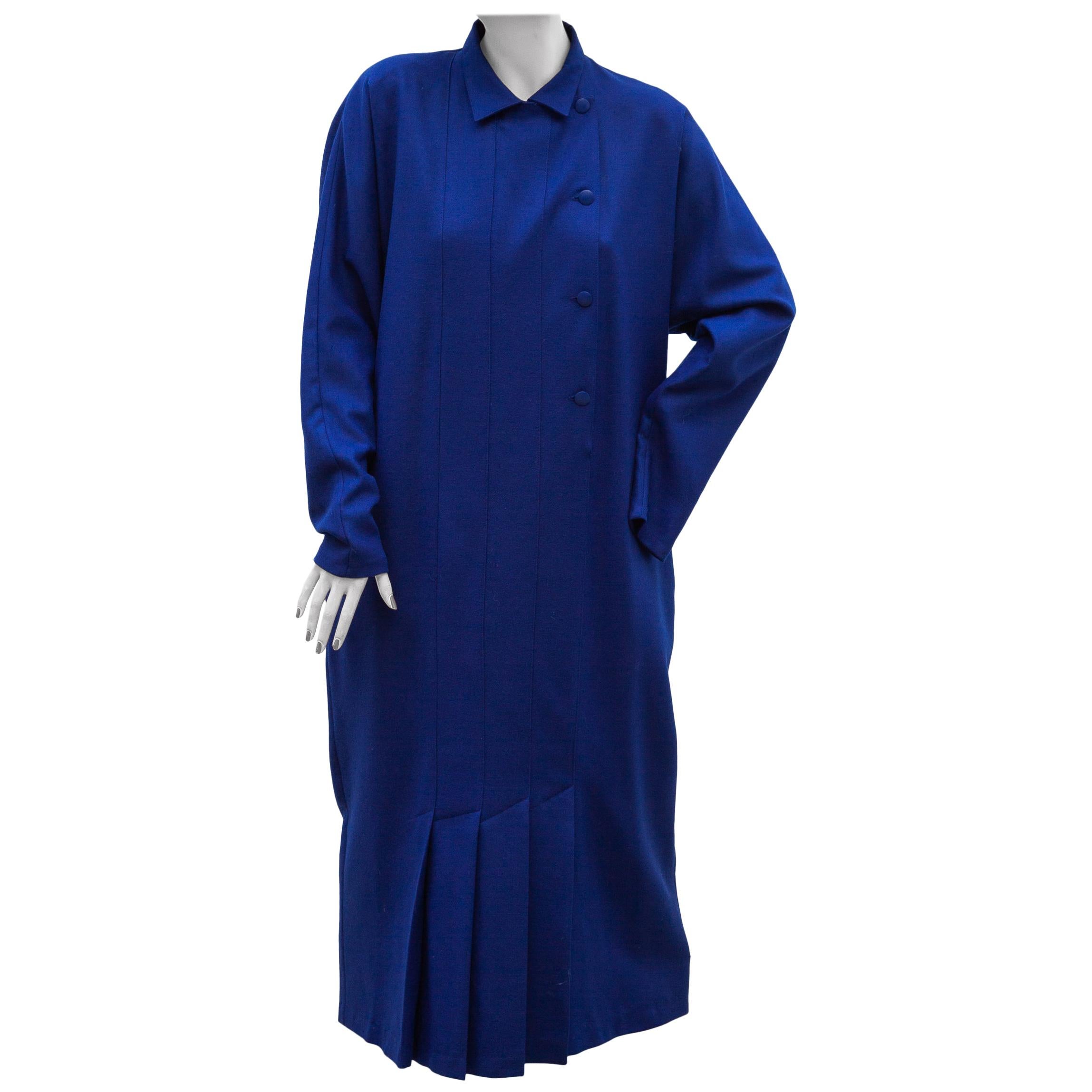 Blue Coat Dress designed by Hesselhoj, Denmark For Sale