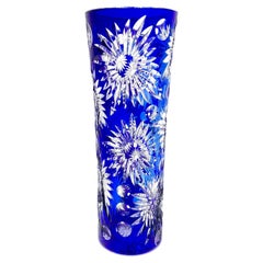 Blue Cobalt Crystal Vase, Poland, 1960s
