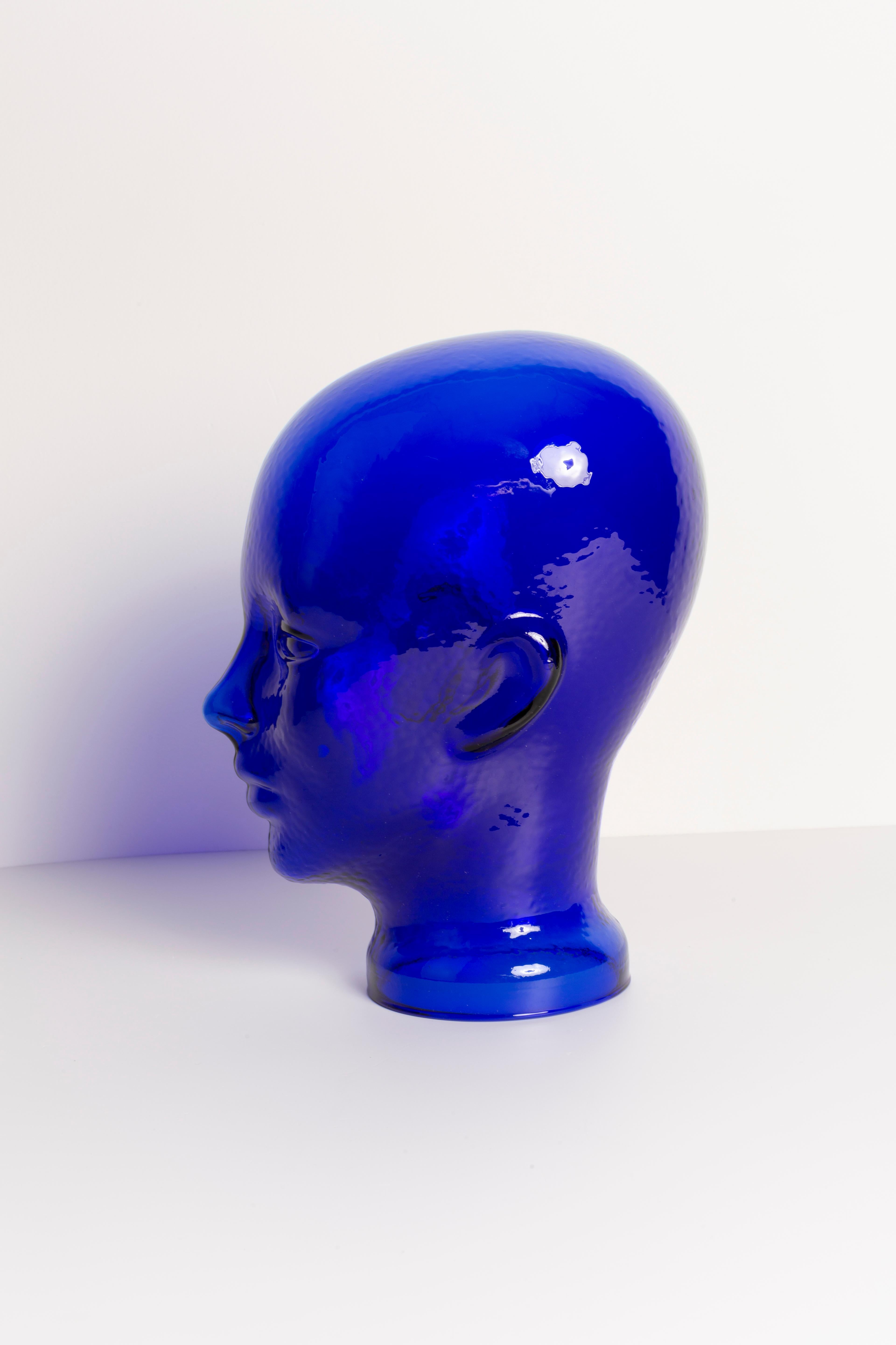 cobalt blue glass head
