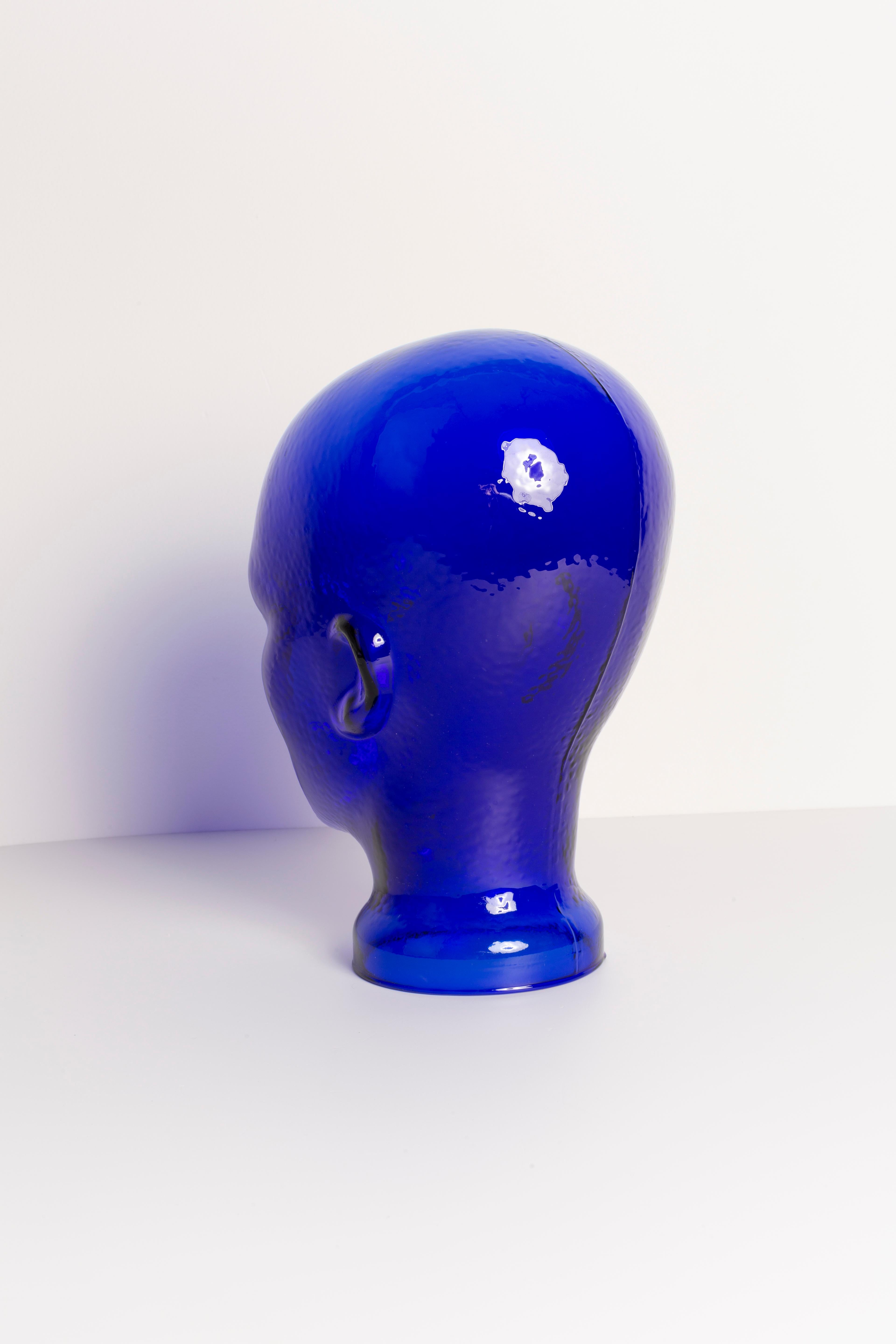blue glass mannequin head