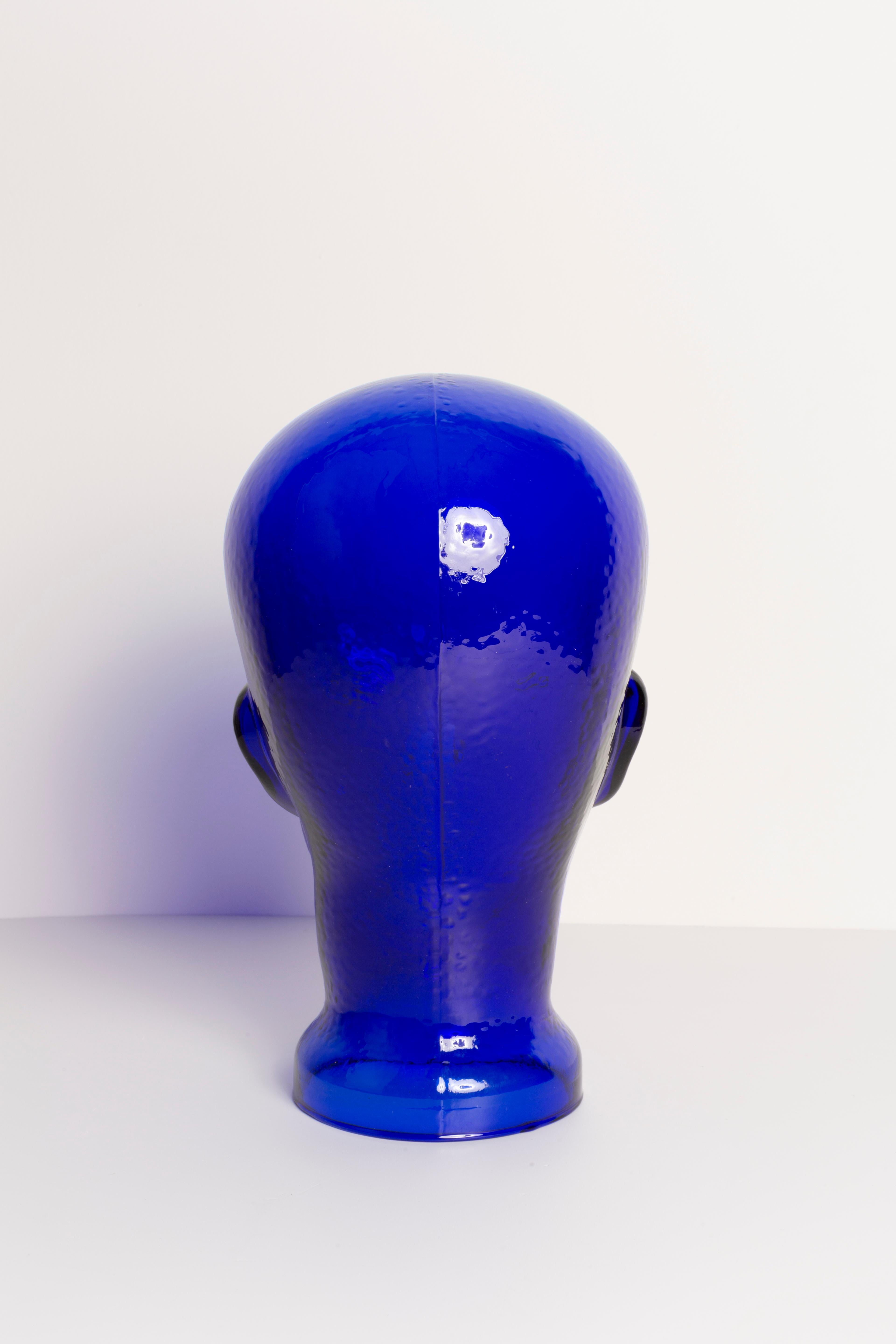 blue glass head mannequin