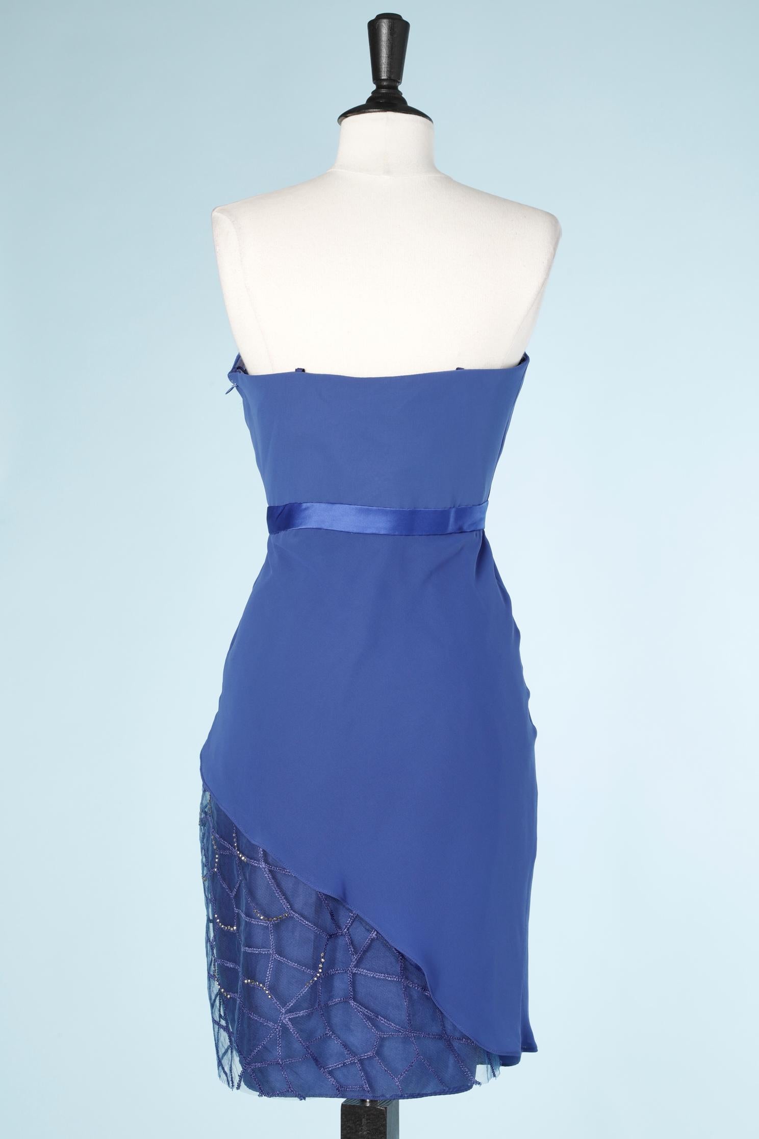 Women's Blue cocktail bustier dress Monte Napoleone  For Sale