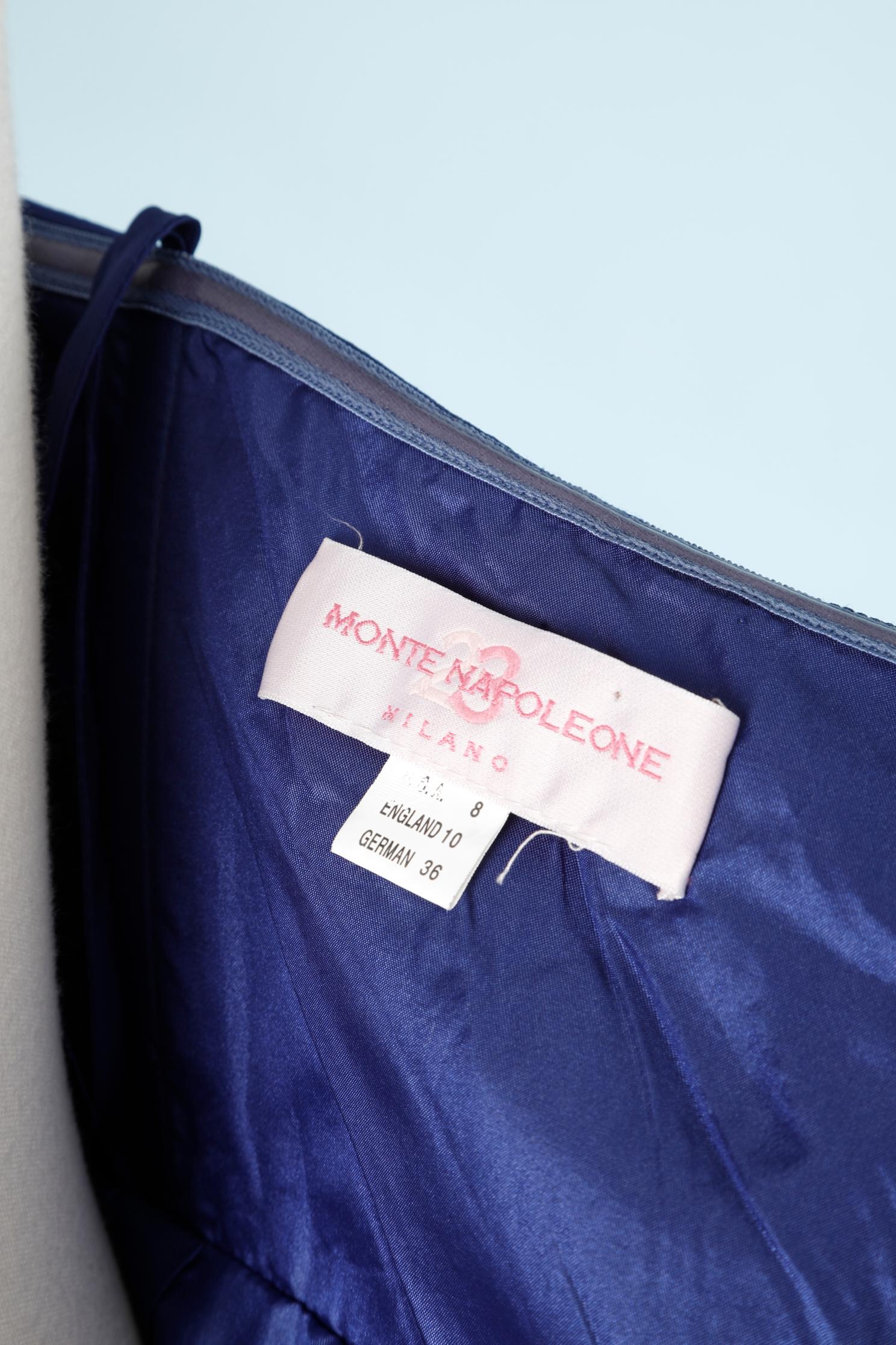 Blue cocktail bustier dress Monte Napoleone For Sale 1