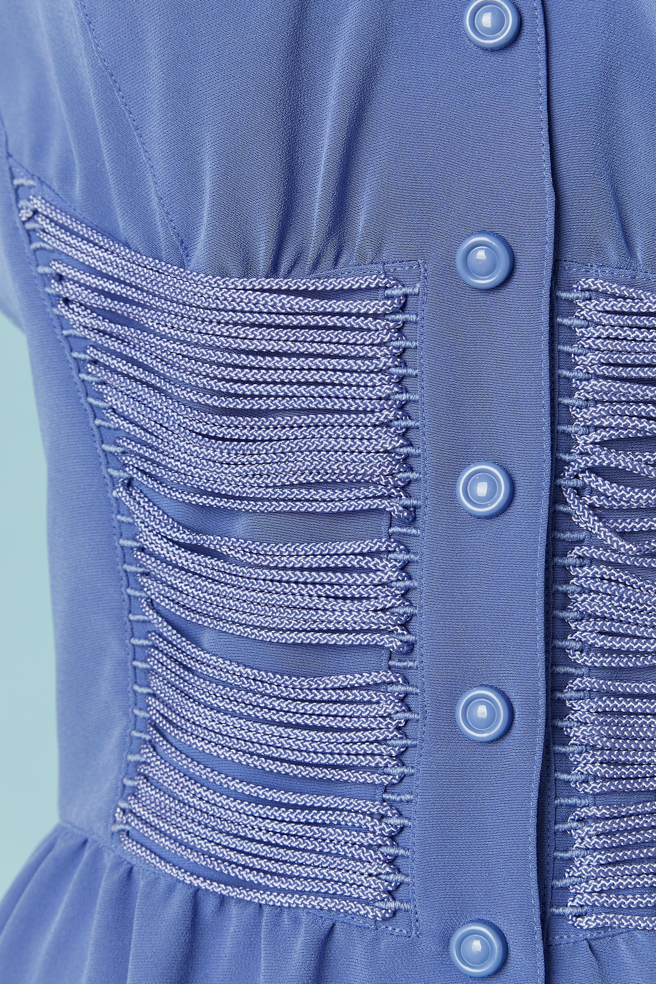 Blue cocktail dress with blue string around the waist and back Thierry Mugler In Excellent Condition For Sale In Saint-Ouen-Sur-Seine, FR