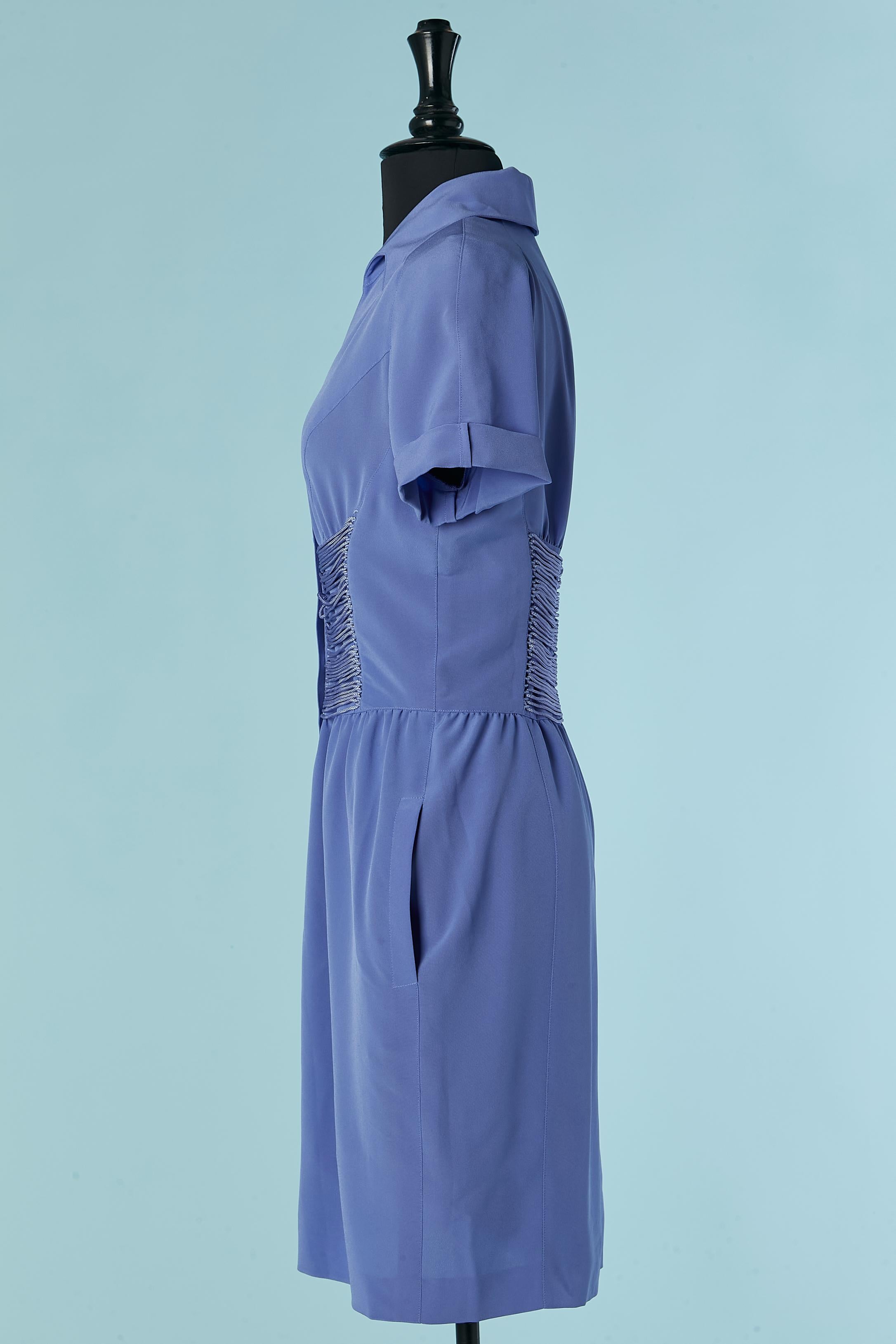 Blue cocktail dress with blue string around the waist and back Thierry Mugler For Sale 2