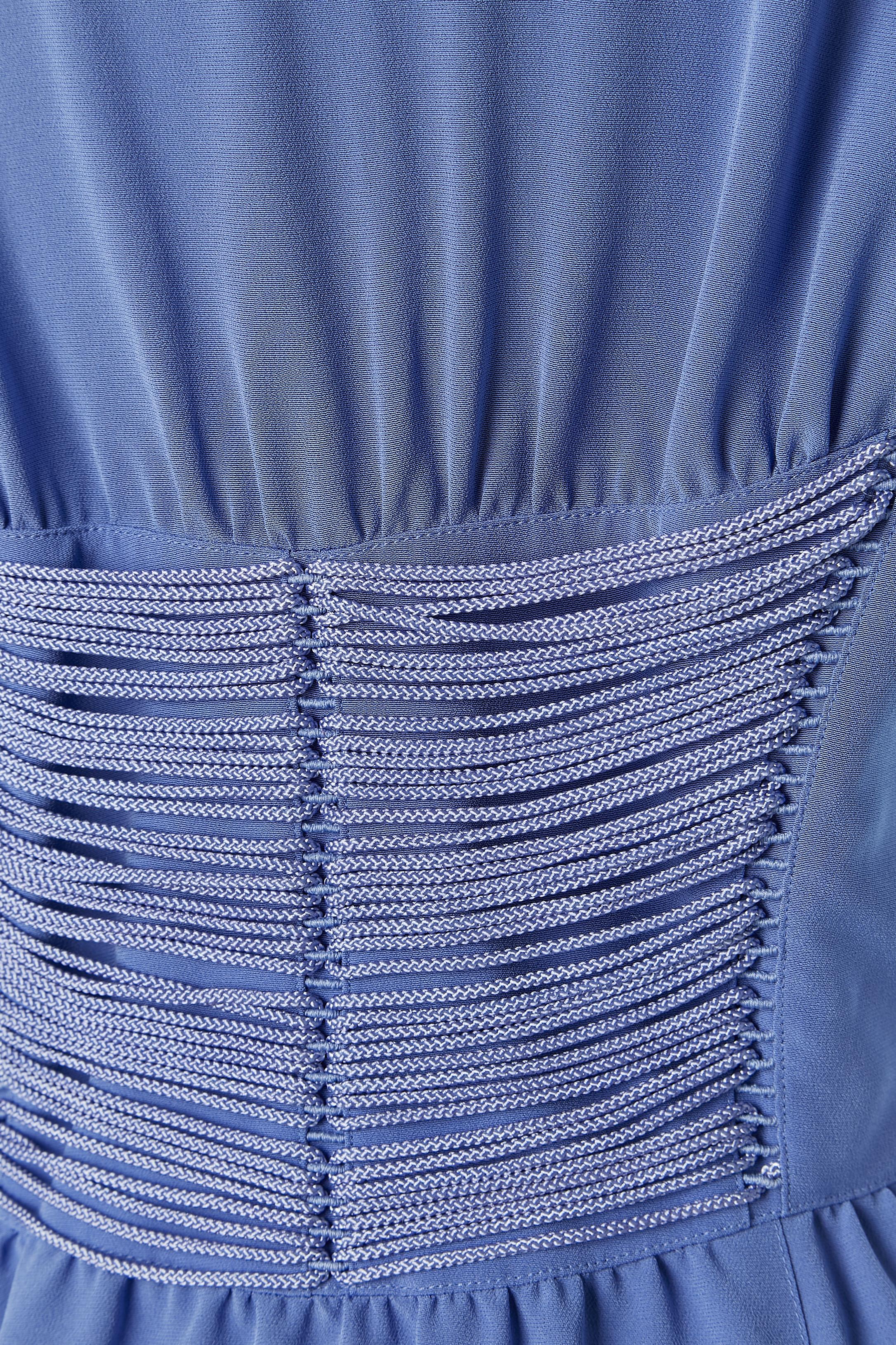 Blue cocktail dress with blue string around the waist and back Thierry Mugler For Sale 4